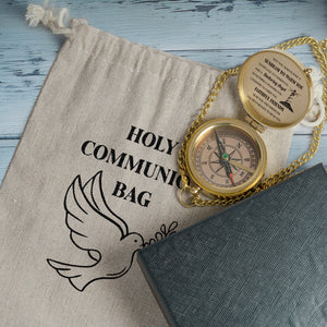 One Step with Faith, Forever Guided - Whenever You Pray Heaven To Hear You - Baptism & Communion Compass + Free Personalized Communion Bag - Gpb16085