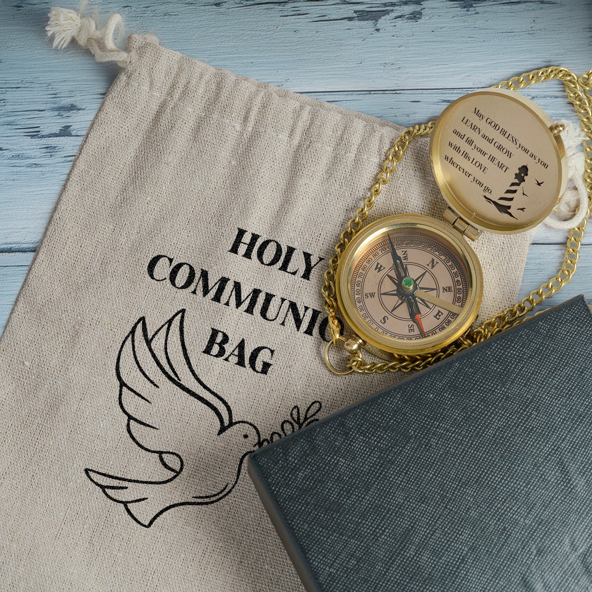 One Step with Faith, Forever Guided - May God Bless You - Baptism & Communion Compass - Gpb16096