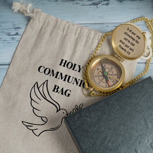 One Step with Faith, Forever Guided - In All Your Ways Acknowledge Him - Baptism & Communion Compass + Free Personalized Communion Bag - Gpb16081
