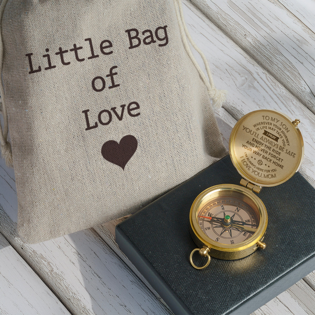 Personalized Engraved Compass - Family - To My Son - From Mom - I Pray You'll Always Be Safe - Gpb16025