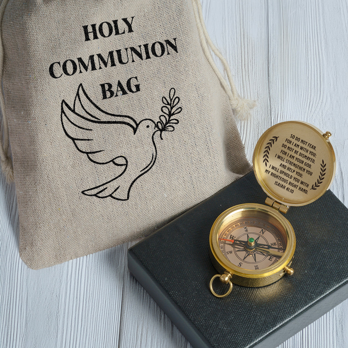 One Step with Faith, Forever Guided - I Will Strengthen You And Help You - Baptism & Communion Compass - Gpb16090