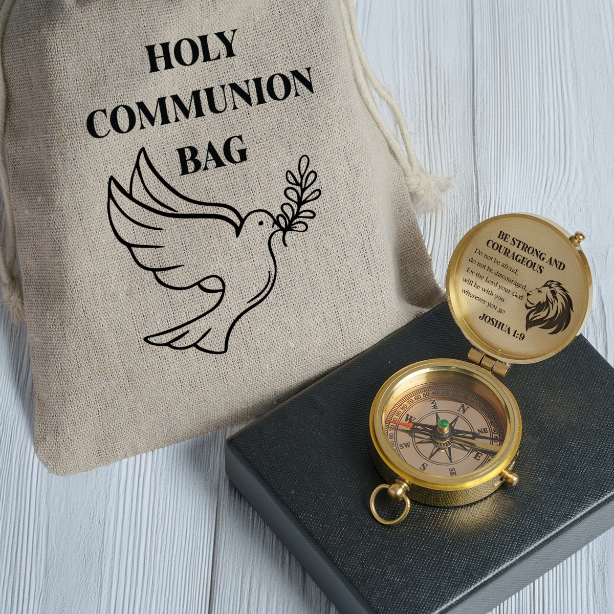 One Step with Faith, Forever Guided - Be Strong And Courageous - Baptism & Communion Compass - Gpb16080