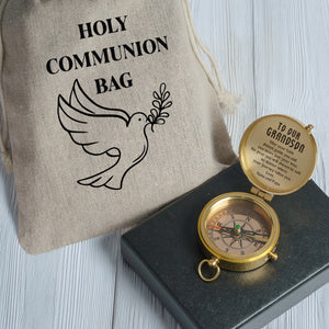 One Step with Faith, Forever Guided - May Your Faith Always Guide You - Baptism & Communion Compass + Free Personalized Communion Bag - Gpb22021