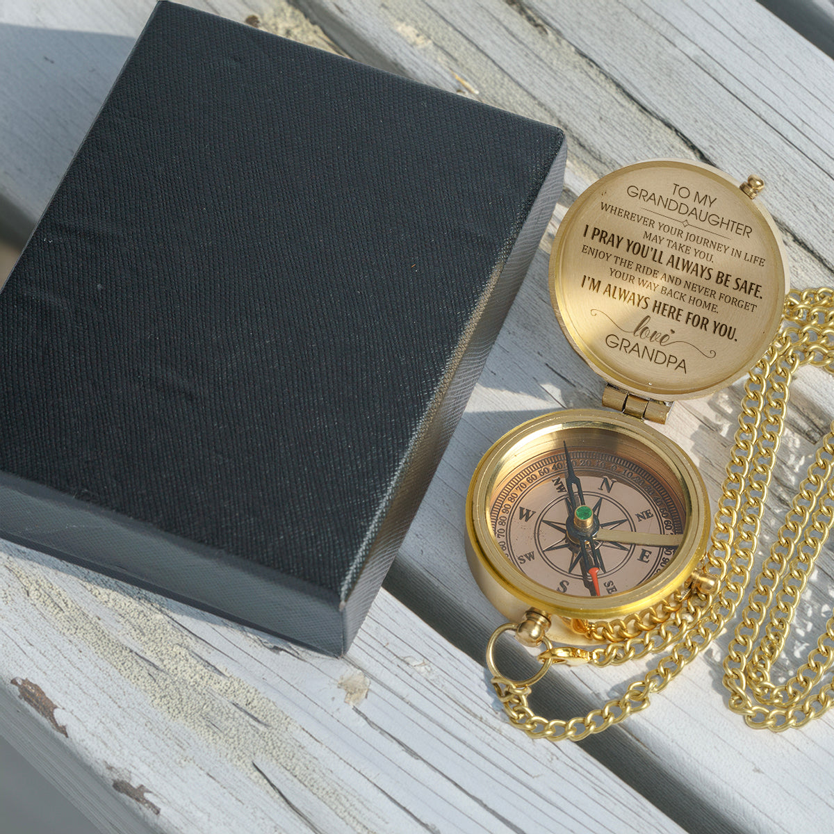 Personalized Engraved Compass - Family - To My Granddaughter - From Grandpa - I Pray You'll Always Be Safe - Gpb23001