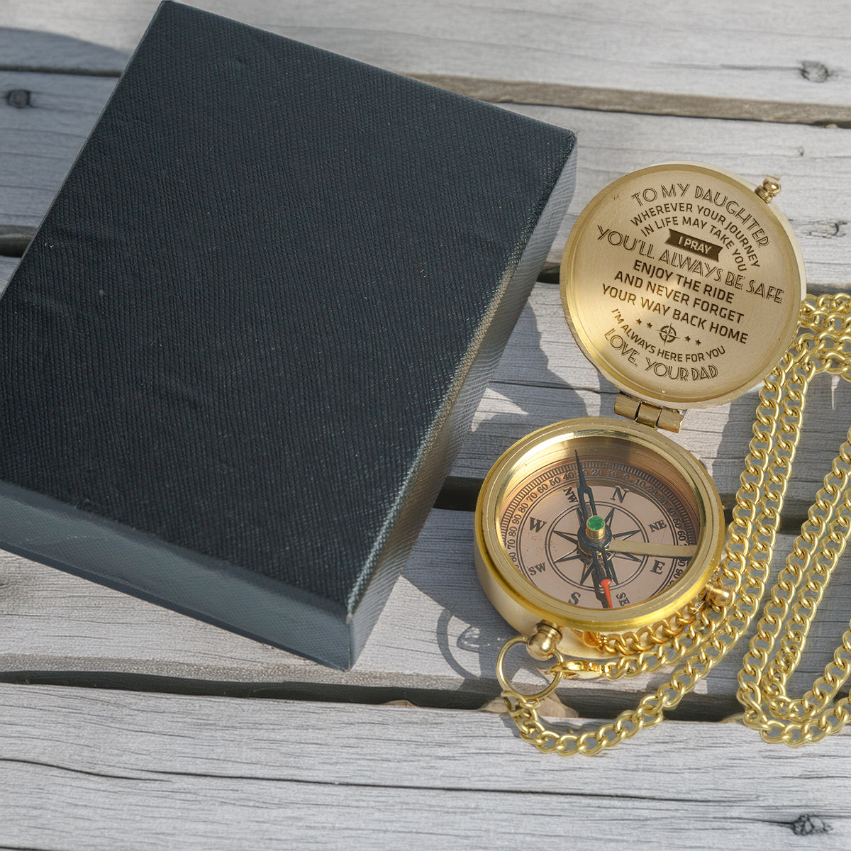 Personalized Engraved Compass - Family - To My Daughter - From Dad - I Pray You'll Always Be Safe - Gpb17001