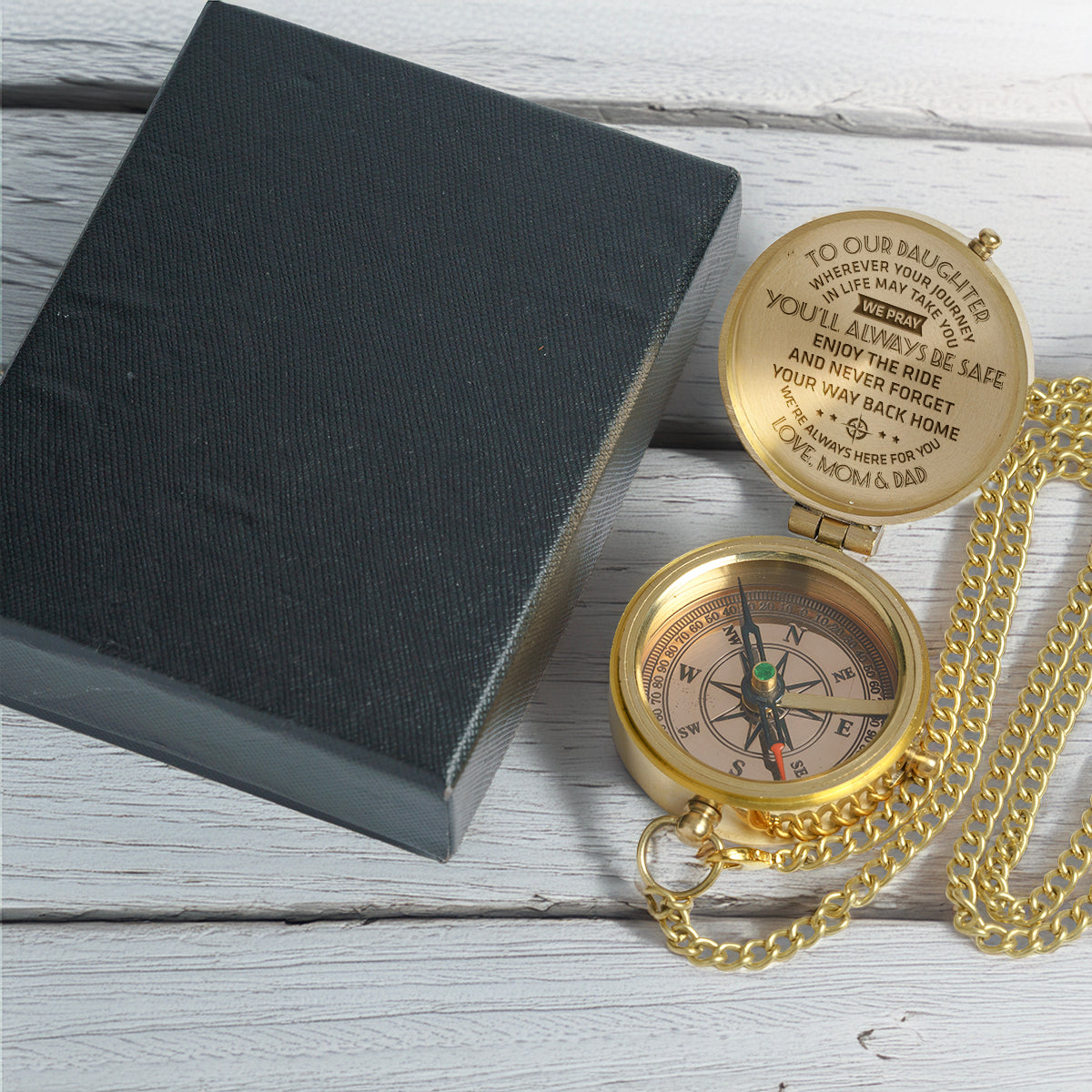 Personalized Engraved Compass - Family - To Our Daughter - I Pray You'll Always Be Safe - Gpb17003