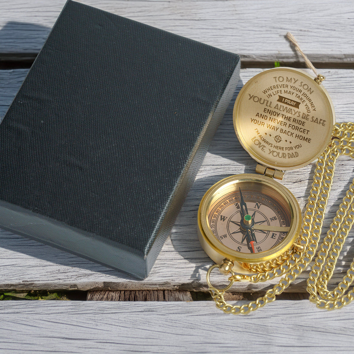 Personalized Engraved Compass - To My Son, I Pray You'll Always Be Safe - Love, Your Dad - Gpb16003