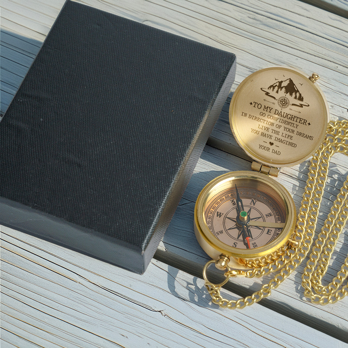 Personalization Engraved Compass - Family - To My Daughter - From Dad - Live The Life You Have Imagined - Gpb17006