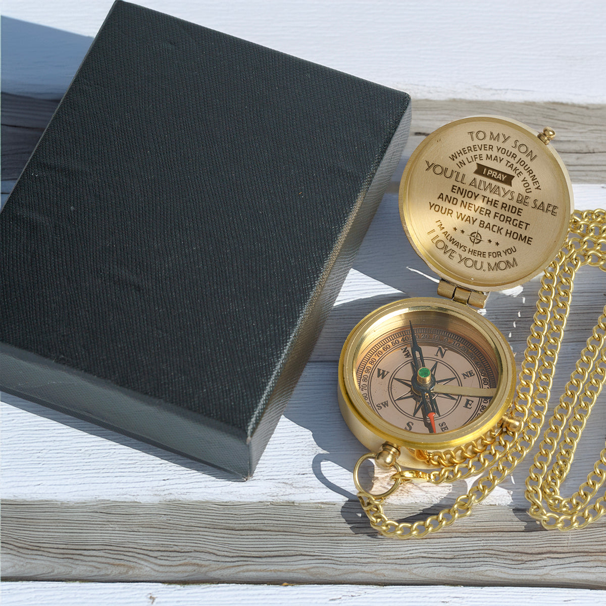 Personalized Engraved Compass - Family - To My Son - From Mom - I Pray You'll Always Be Safe - Gpb16025