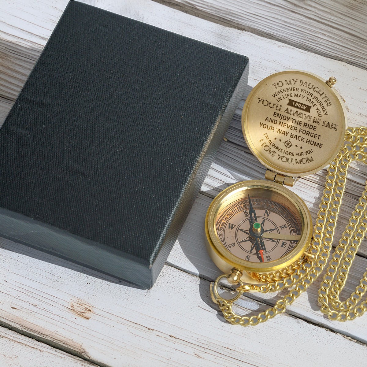 Personalized Engraved Compass - Family - To My Daughter - From Mom - I Pray You'll Always Be Safe - Gpb17002