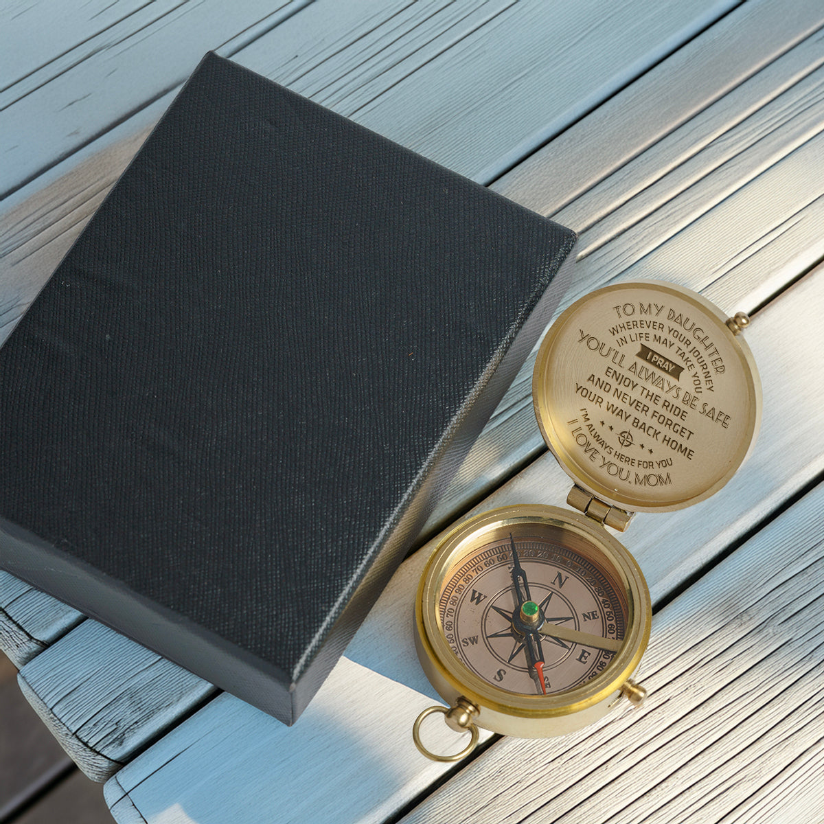 Personalized Engraved Compass - Family - To My Daughter - From Mom - I Pray You'll Always Be Safe - Gpb17002