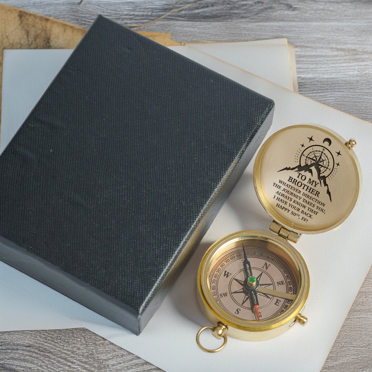 Engraved Compass - Family - To My Brother - Whatever Direction The Journey Takes You, Always Know That I Have Your Back - Gpb31001