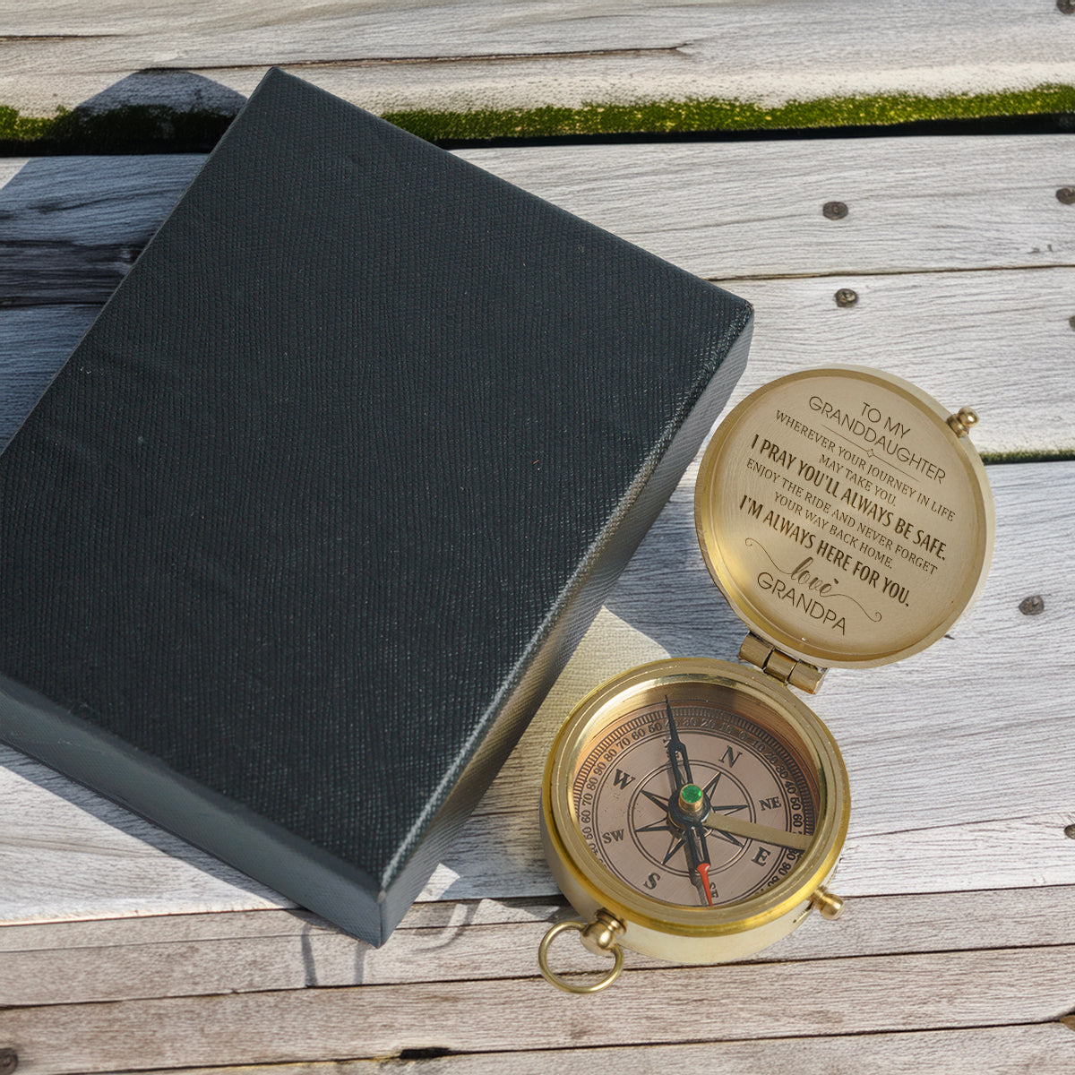 Personalized Engraved Compass - Family - To My Granddaughter - From Grandpa - I Pray You'll Always Be Safe - Gpb23001