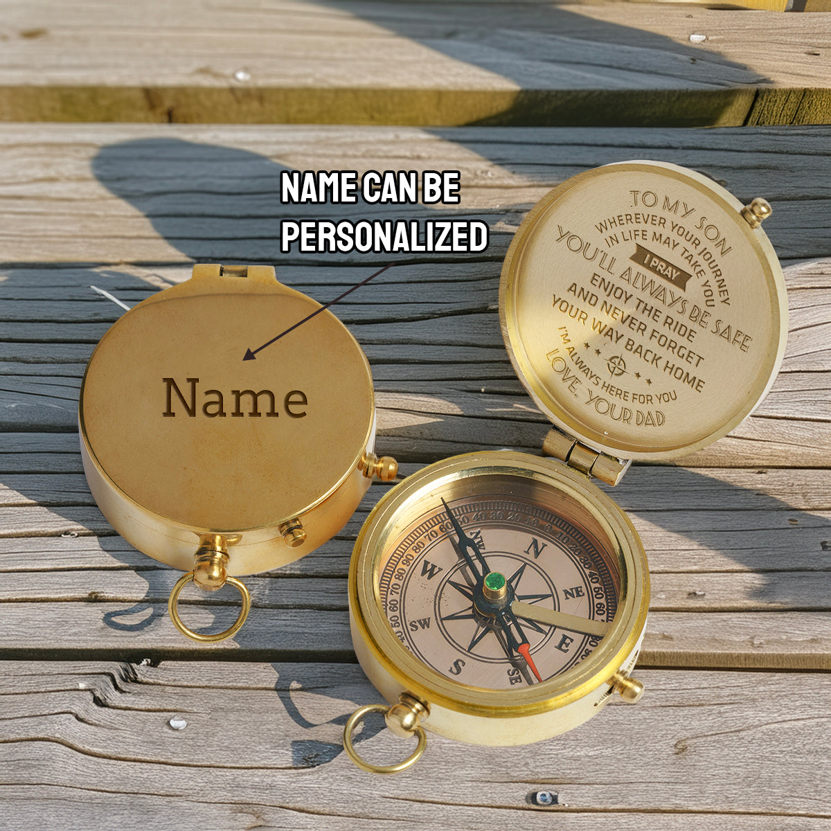 Personalized Engraved Compass - To My Son, I Pray You'll Always Be Safe - Love, Your Dad - Gpb16003