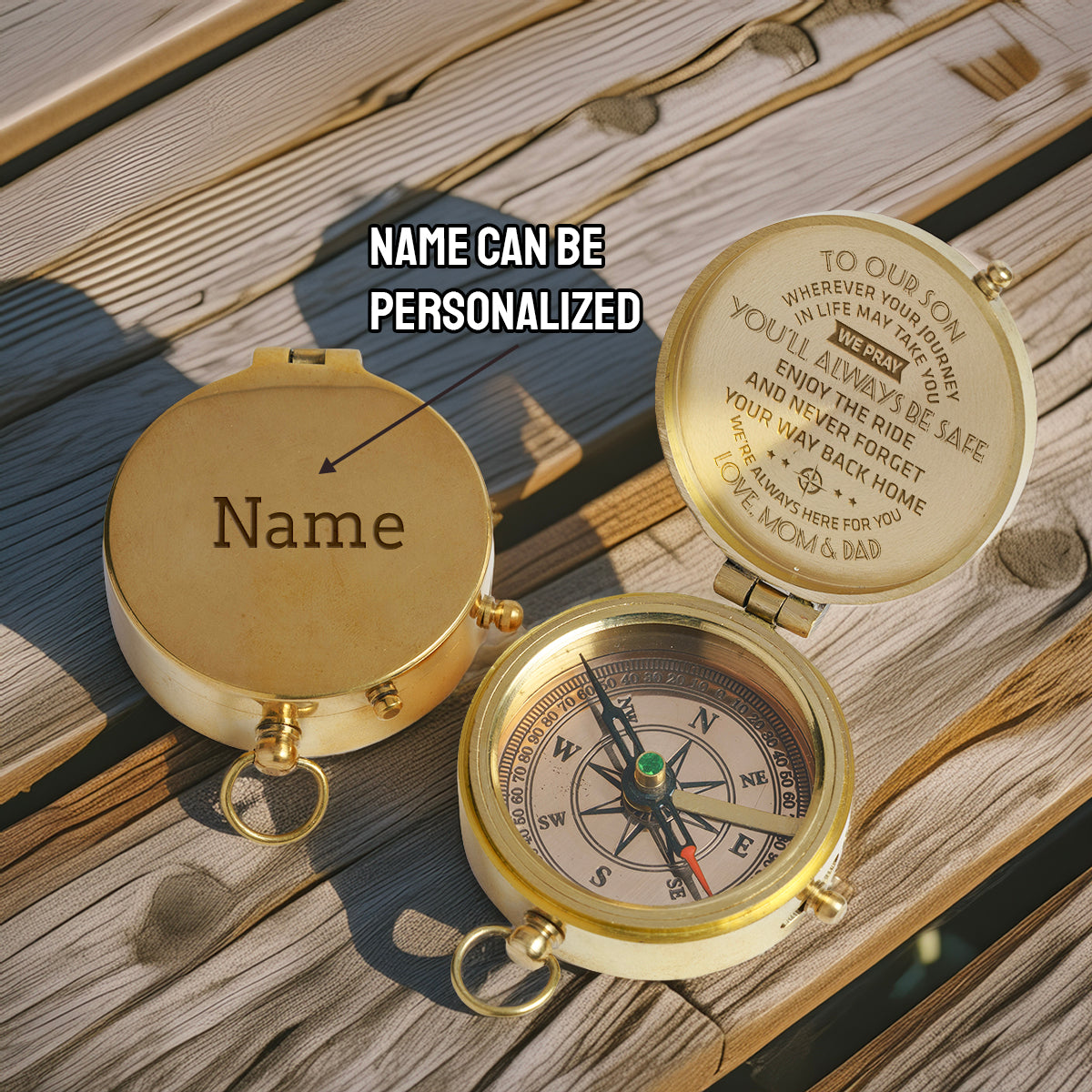 Personalized Engraved Compass - Family - To Our Son - We Pray You'll Always Be Safe - Gpb16010