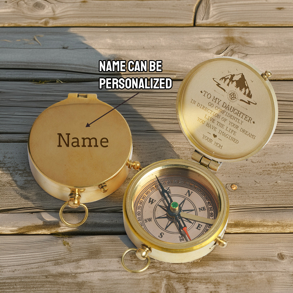 Personalized Engraved Compass - Family - To My Daughter - From Mom - Live The Life You Have Imagined - Gpb17007