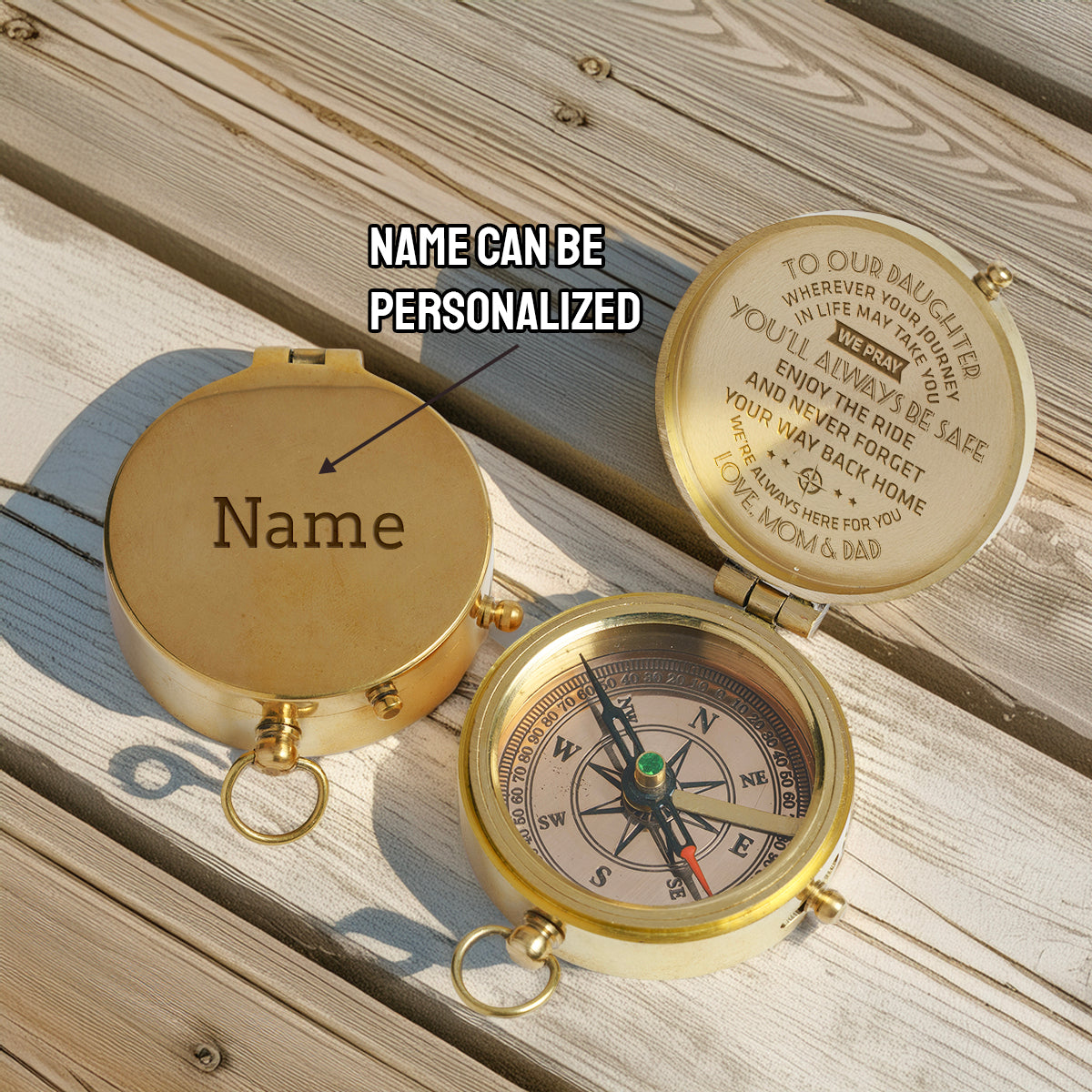 Personalized Engraved Compass - Family - To Our Daughter - I Pray You'll Always Be Safe - Gpb17003