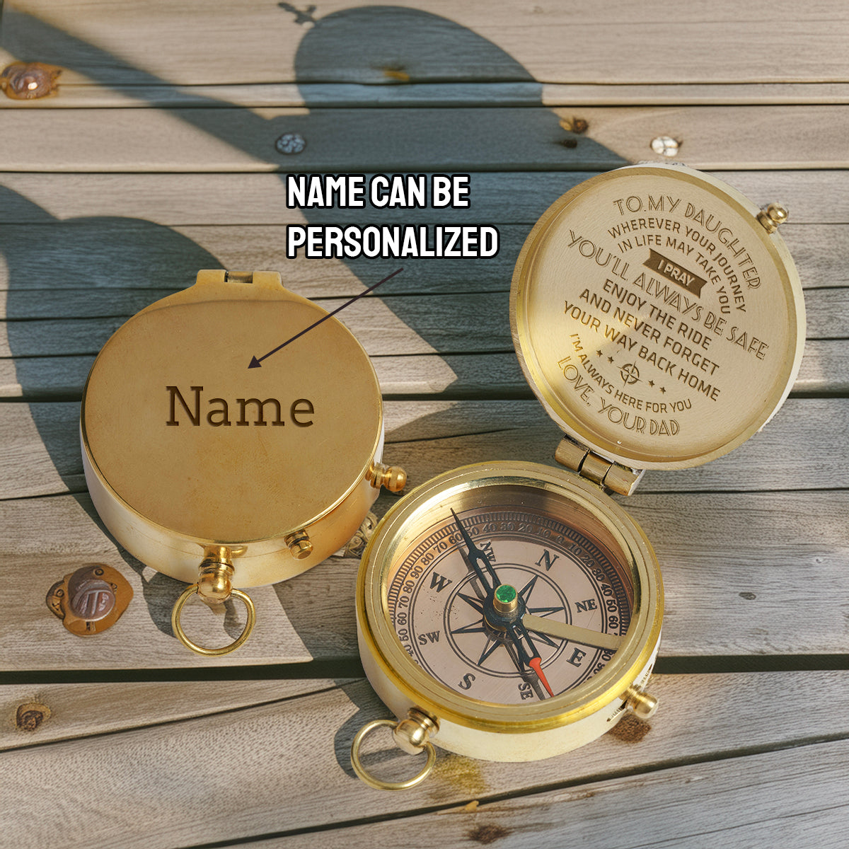 Personalized Engraved Compass - Family - To My Daughter - From Dad - I Pray You'll Always Be Safe - Gpb17001