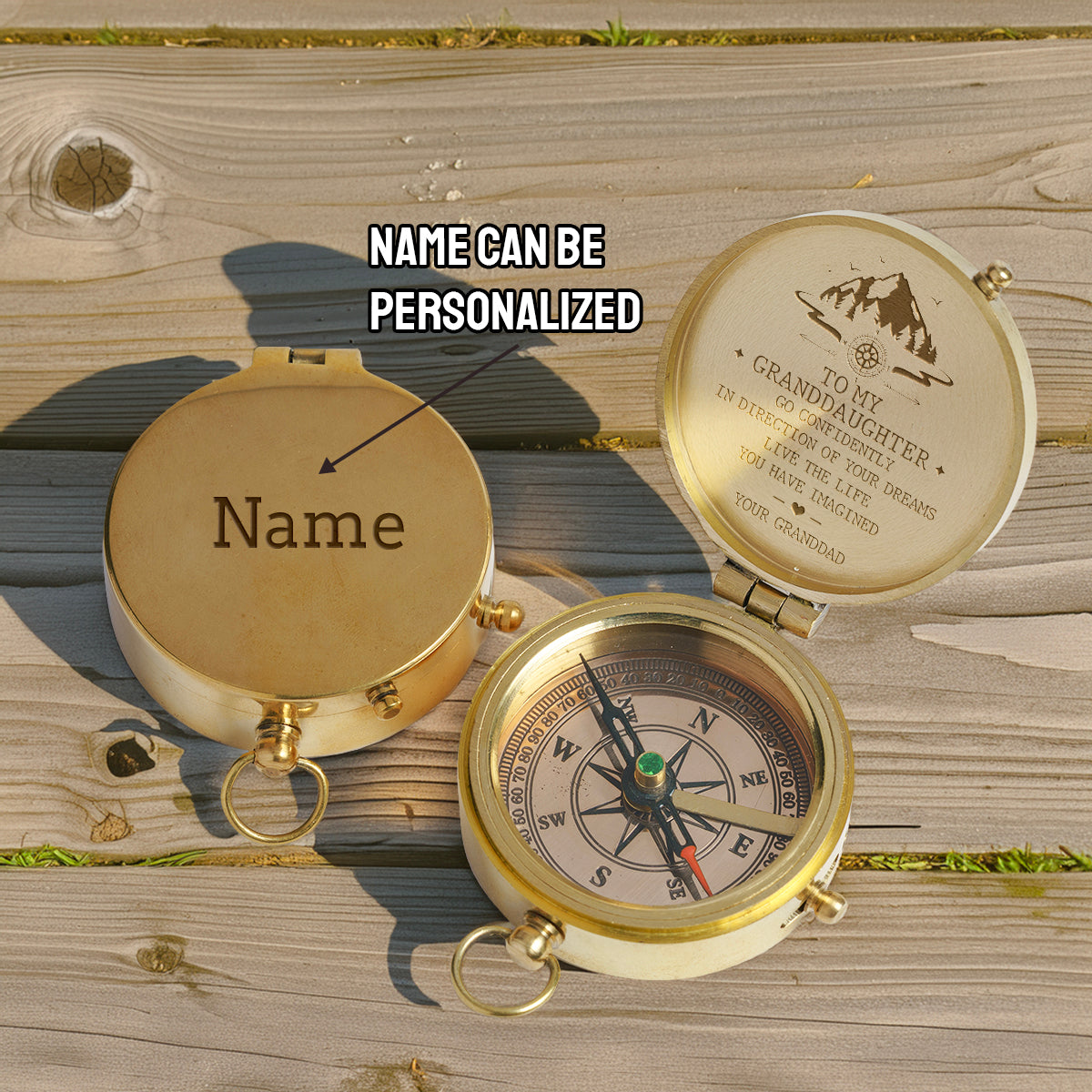 Personalized Engraved Compass - Family - To My Granddaughter - From Granddad - Live The Life You Have Imagined - Gpb23008