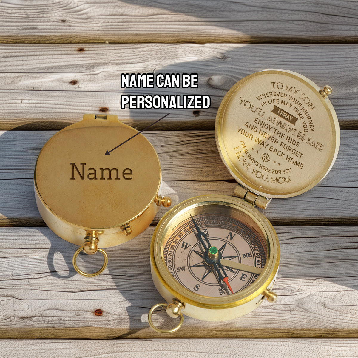 Personalized Engraved Compass - Family - To My Son - From Mom - I Pray You'll Always Be Safe - Gpb16025