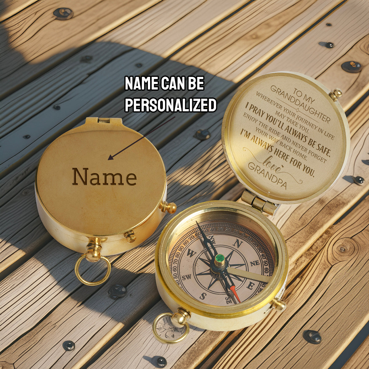 Personalized Engraved Compass - Family - To My Granddaughter - From Grandpa - I Pray You'll Always Be Safe - Gpb23001