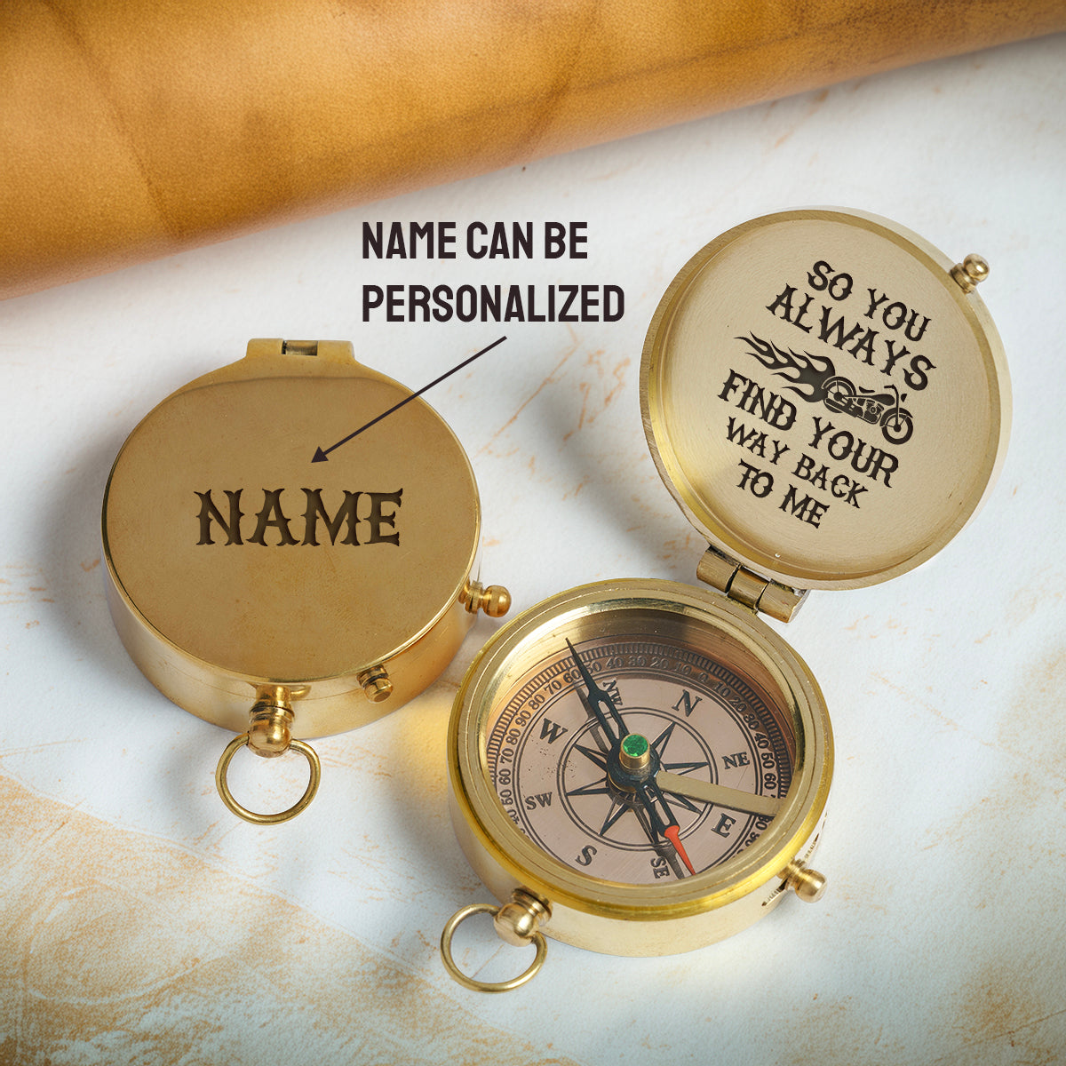 Personalized Motorcycle Compass Gift - When The Road Separates You, This Keeps You Close - Gpb26001