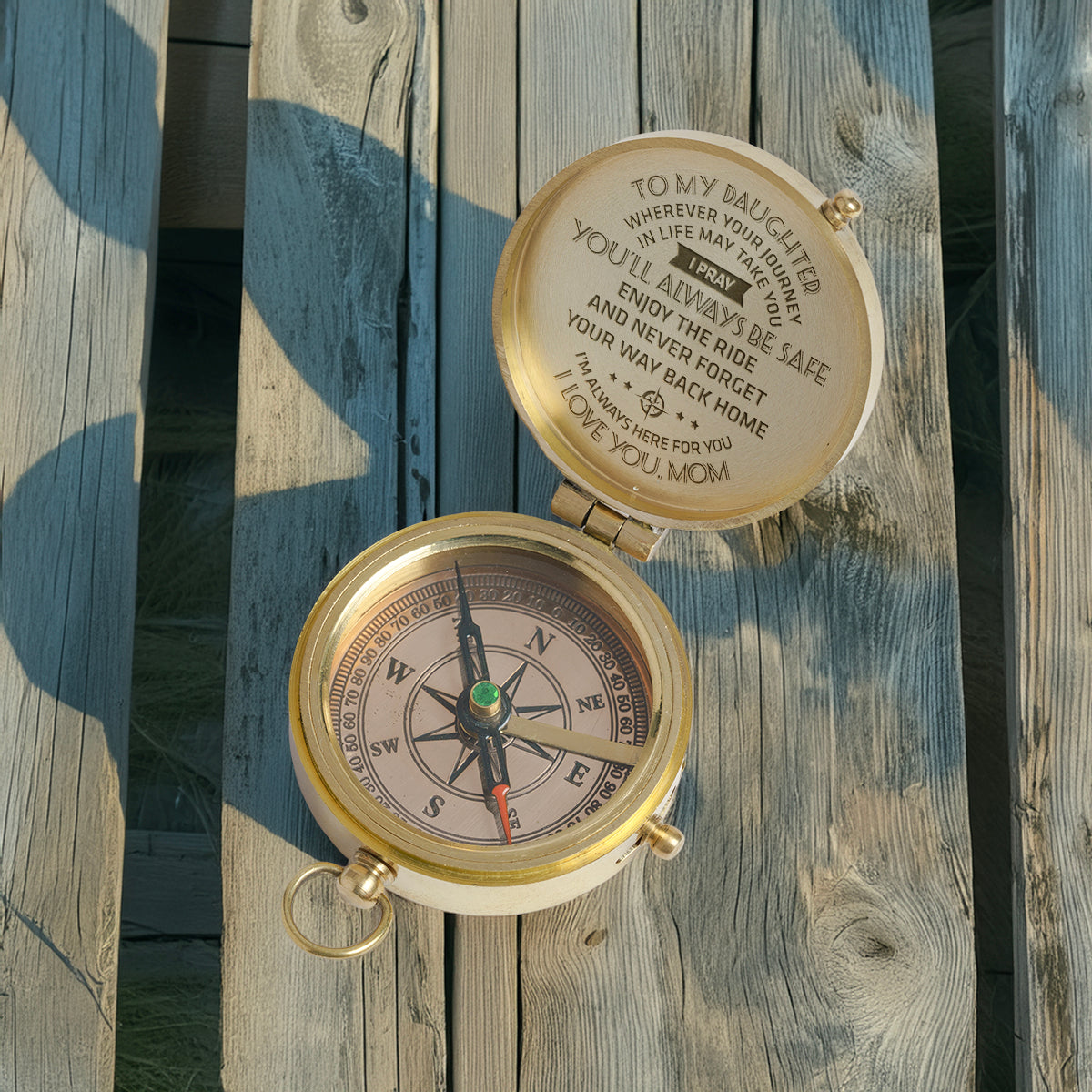 Personalized Engraved Compass - Family - To My Daughter - From Mom - I Pray You'll Always Be Safe - Gpb17002