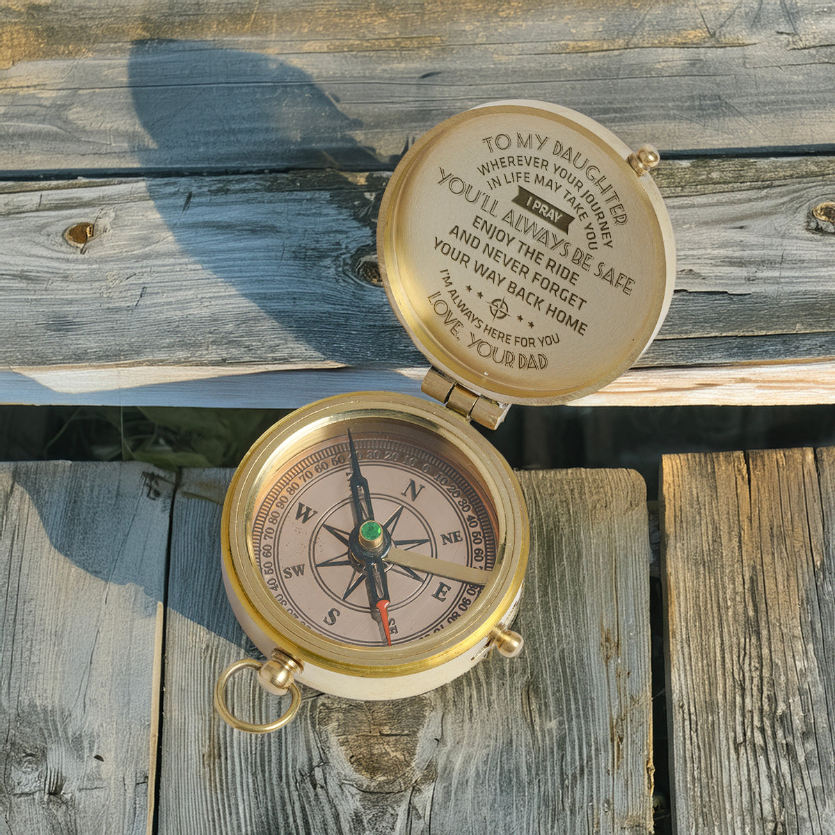 Personalized Engraved Compass - Family - To My Daughter - From Dad - I Pray You'll Always Be Safe - Gpb17001