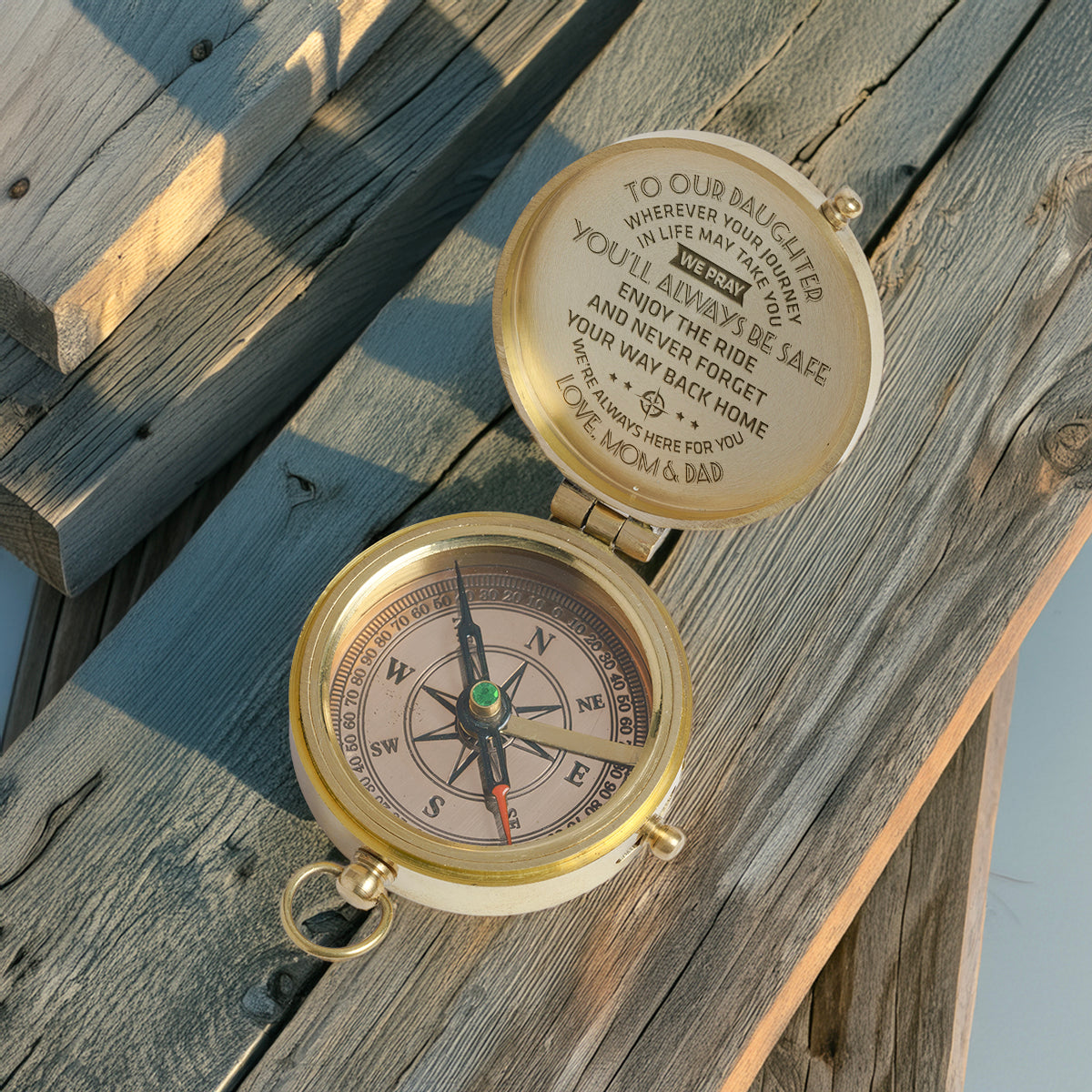 Personalized Engraved Compass - Family - To Our Daughter - I Pray You'll Always Be Safe - Gpb17003