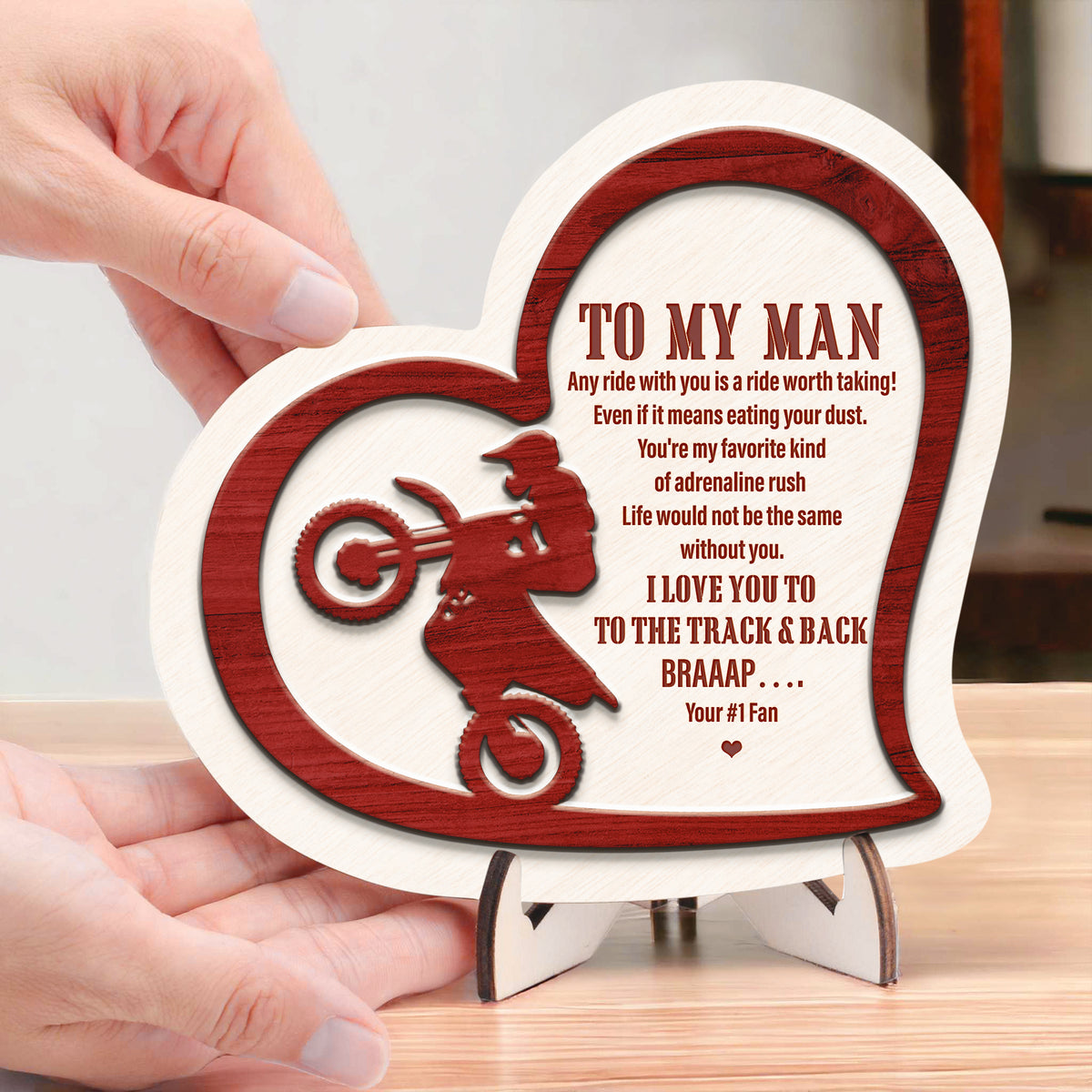 Wooden Dirt Bike Sign - Biker - To My Man - You're My Favorite Kind Of Adrenaline Rush - Gan26013