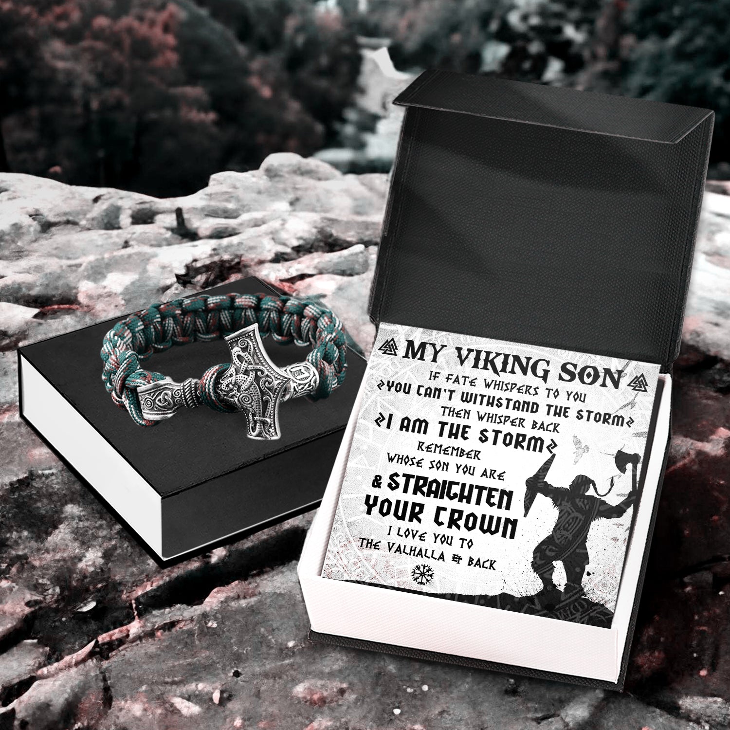 Viking Thor's Hammer Bracelet - Viking - To My Son - I Love You To Valhalla & Back - Gbo16002