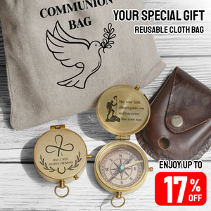 One Step with Faith, Forever Guided - May Your Faith Always Guide You - Baptism & Communion Compass + Free Personalized Communion Bag - Gpb16084
