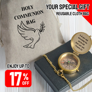 One Step with Faith, Forever Guided - In All Your Ways Acknowledge Him - Baptism & Communion Compass + Free Personalized Communion Bag - Gpb16081