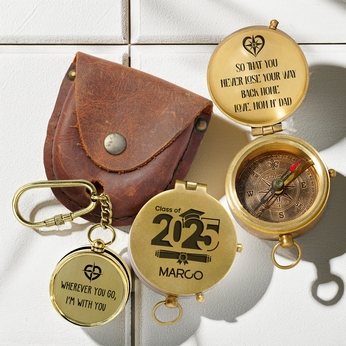 Combo Personalized Engraved Compass and Keychain - To My Children - Gpc16001