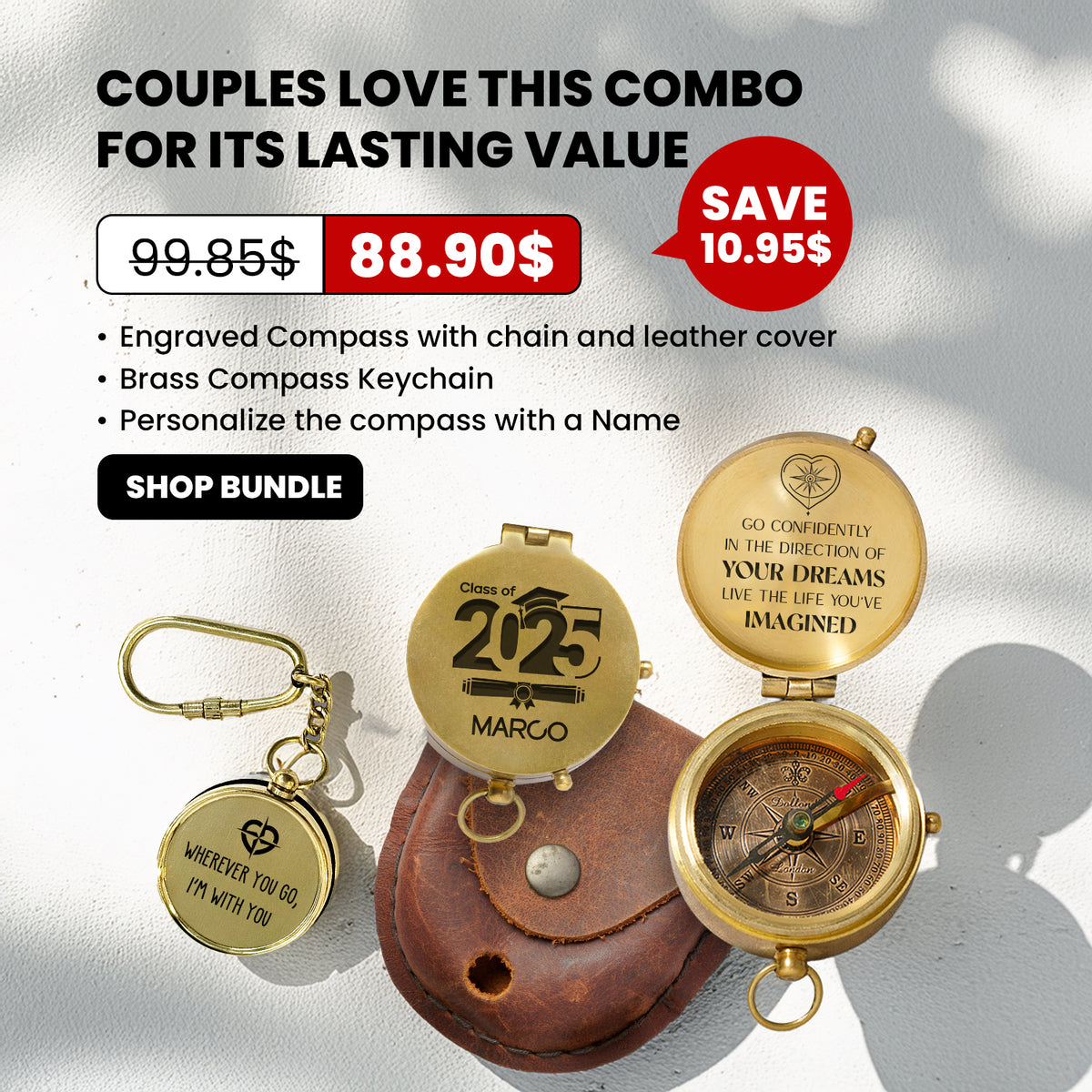 Combo Personalized Engraved Compass and Keychain - To My Children - Gpc16002
