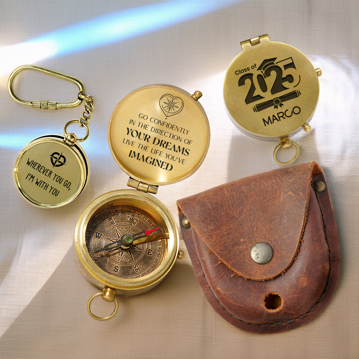 Combo Personalized Engraved Compass and Keychain - To My Children - Gpc16002