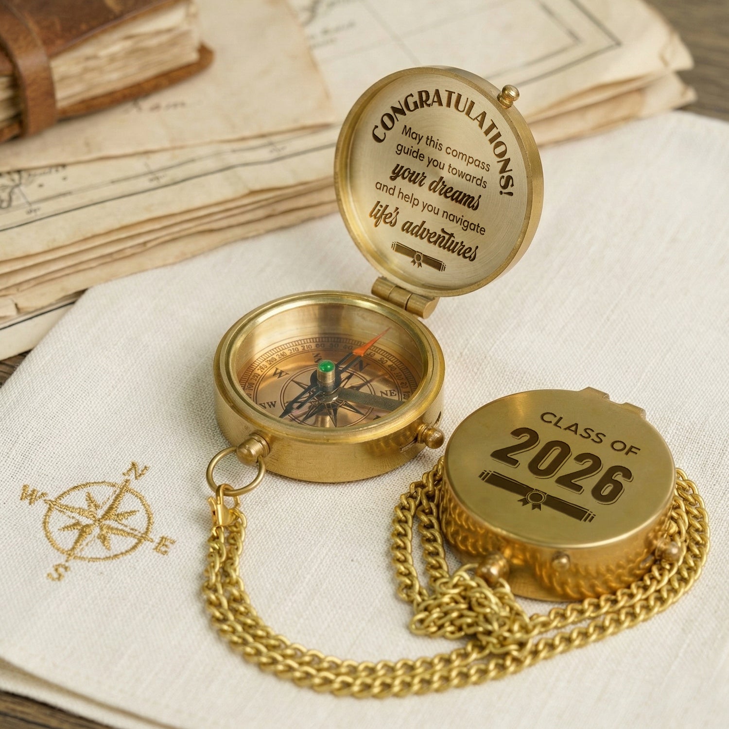 Personalized Engraved Compass - Family - To My Son Daughter Grandson Granddaughter - May This Compass Guide You Towards Your Dreams - Gpb16079