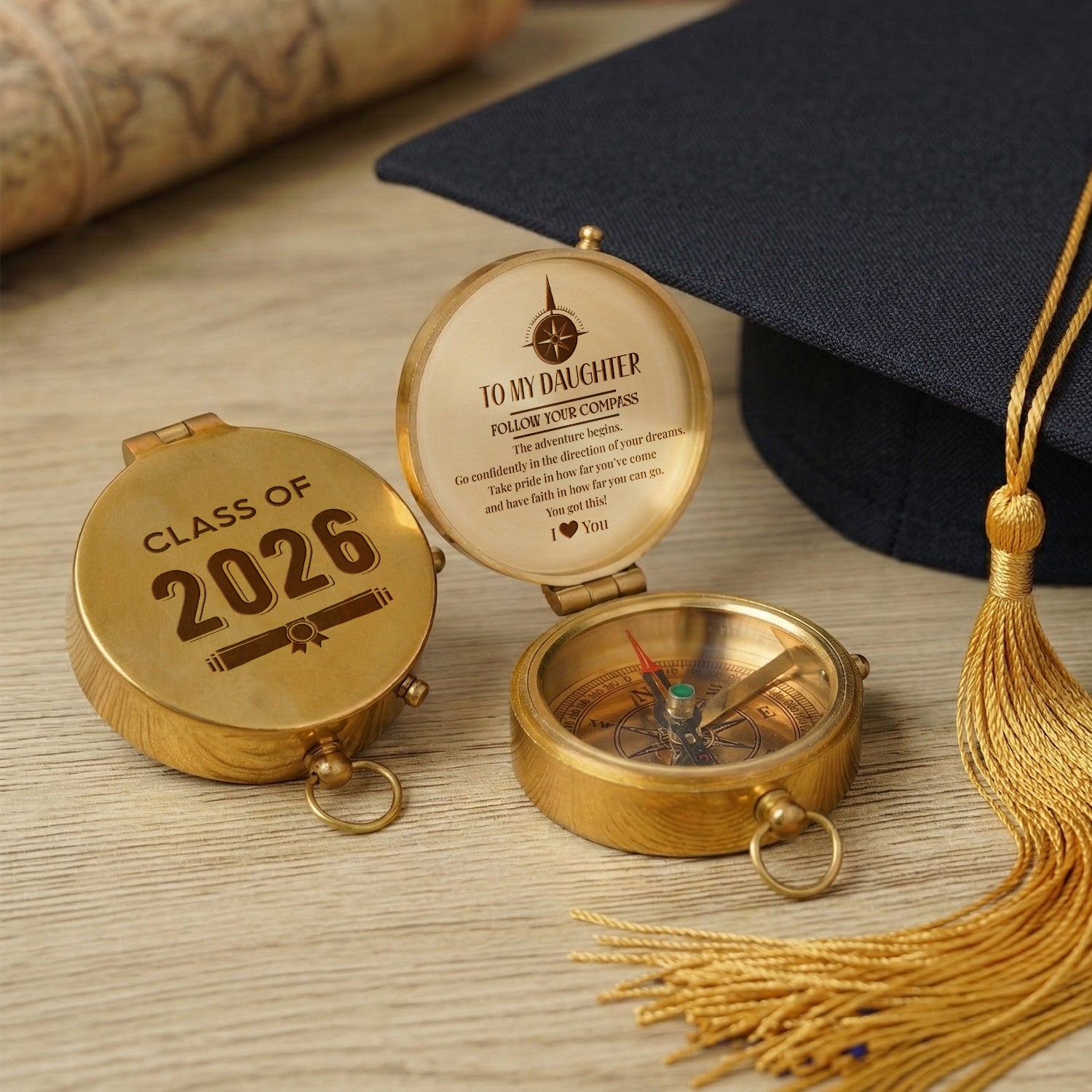 Personalized Engraved Compass - Family - To My Daughter - Go Confidently In The Direction Of Your Dreams - Gpb17018