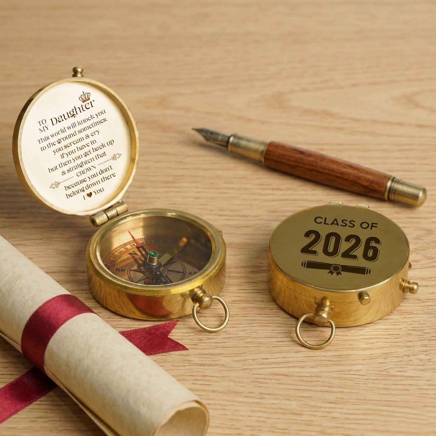 Personalized Engraved Compass - Family - To My Daughter - You Get Back Up & Straighten That Crown - Gpb17019