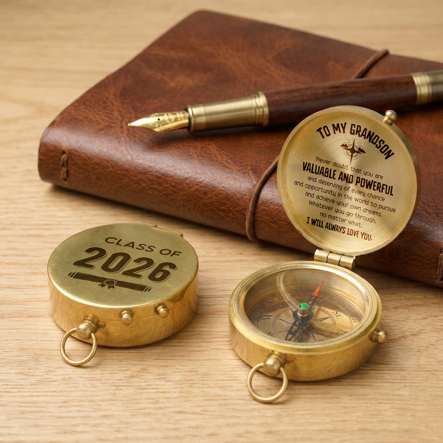 Personalized Engraved Compass - Family - To My Grandson - I Will Always Love You - Gpb22017