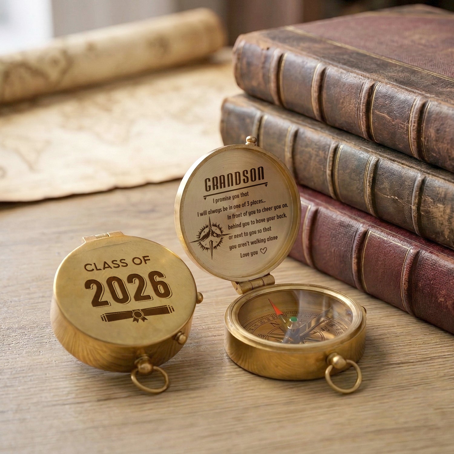 Personalized Engraved Compass - Family - To My Grandson - I Will Always Behind You To Have Your Back - Gpb22018