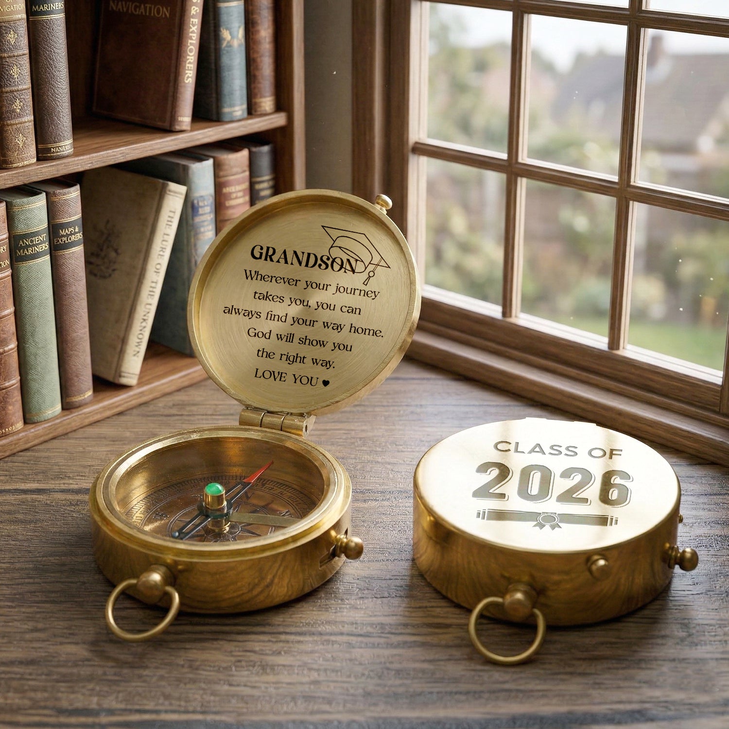 Personalized Engraved Compass - Family - To My Grandson - God Will Show You The Right Way - Gpb22019