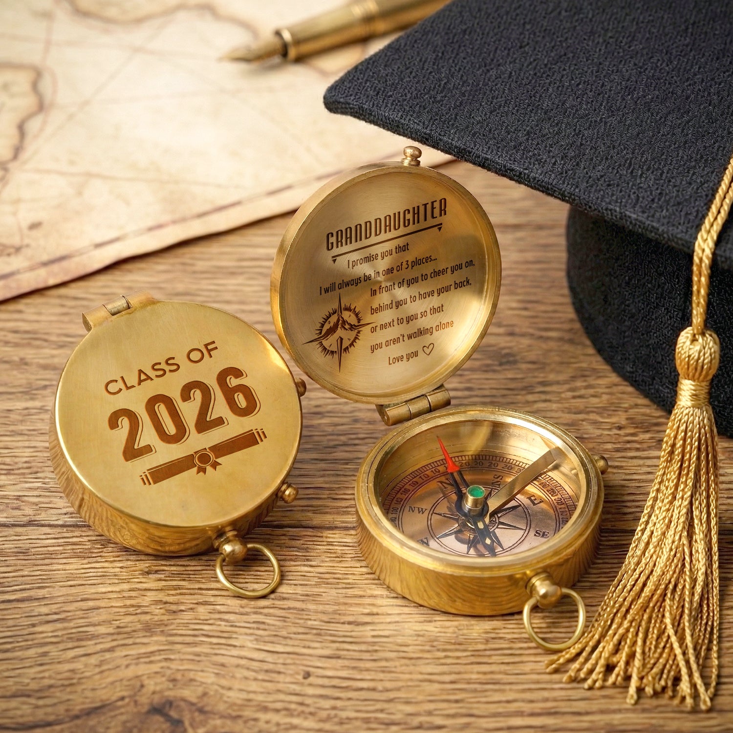 Personalized Engraved Compass - Family - To My Granddaughter - I Will Always Behind You To Have Your Back - Gpb23011