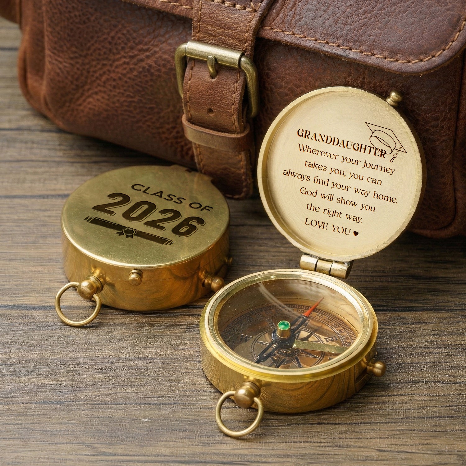 Personalized Engraved Compass - Family - To My Granddaughter - God Will Show You The Right Way - Gpb23012