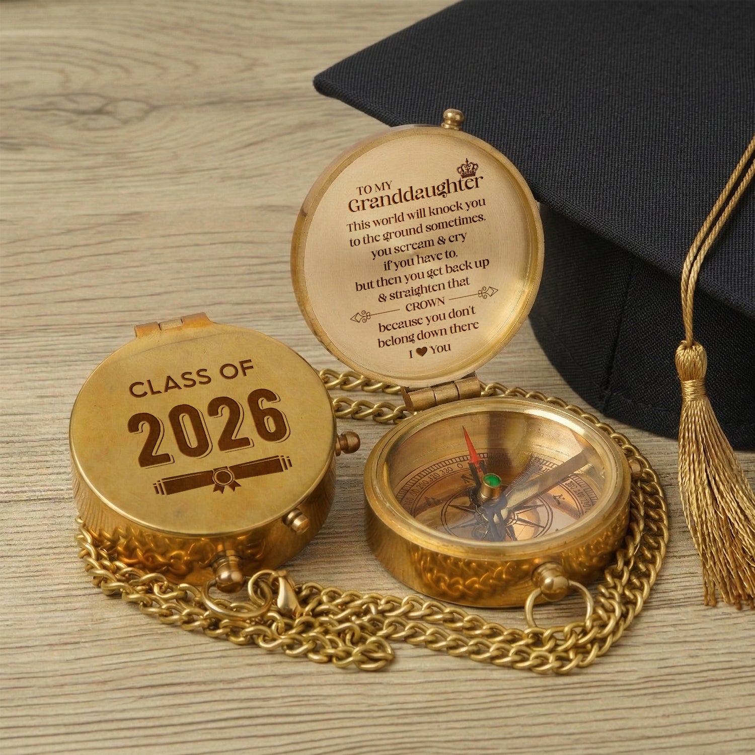 Personalized Engraved Compass - Family - To My Granddaughter - You Get Back Up & Straighten That Crown - Gpb23015