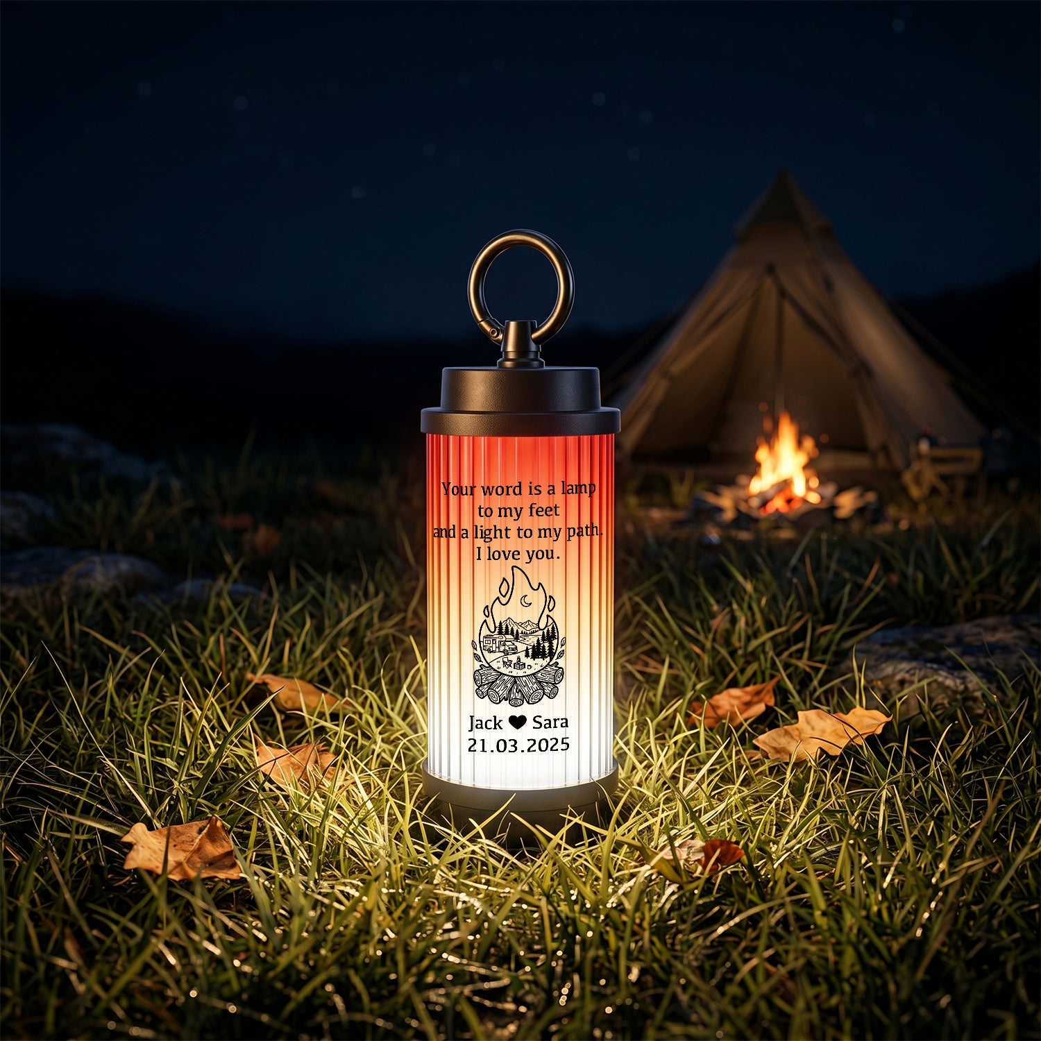 Personalized Camping Light for Couples - Outdoor Gift for Camping, Fishing, Hiking & Travel Adventures - Gen26009