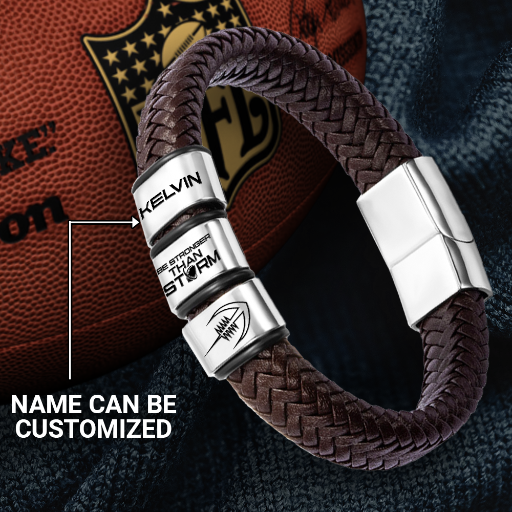 Personalized Leather Bracelet - American Football - For Son