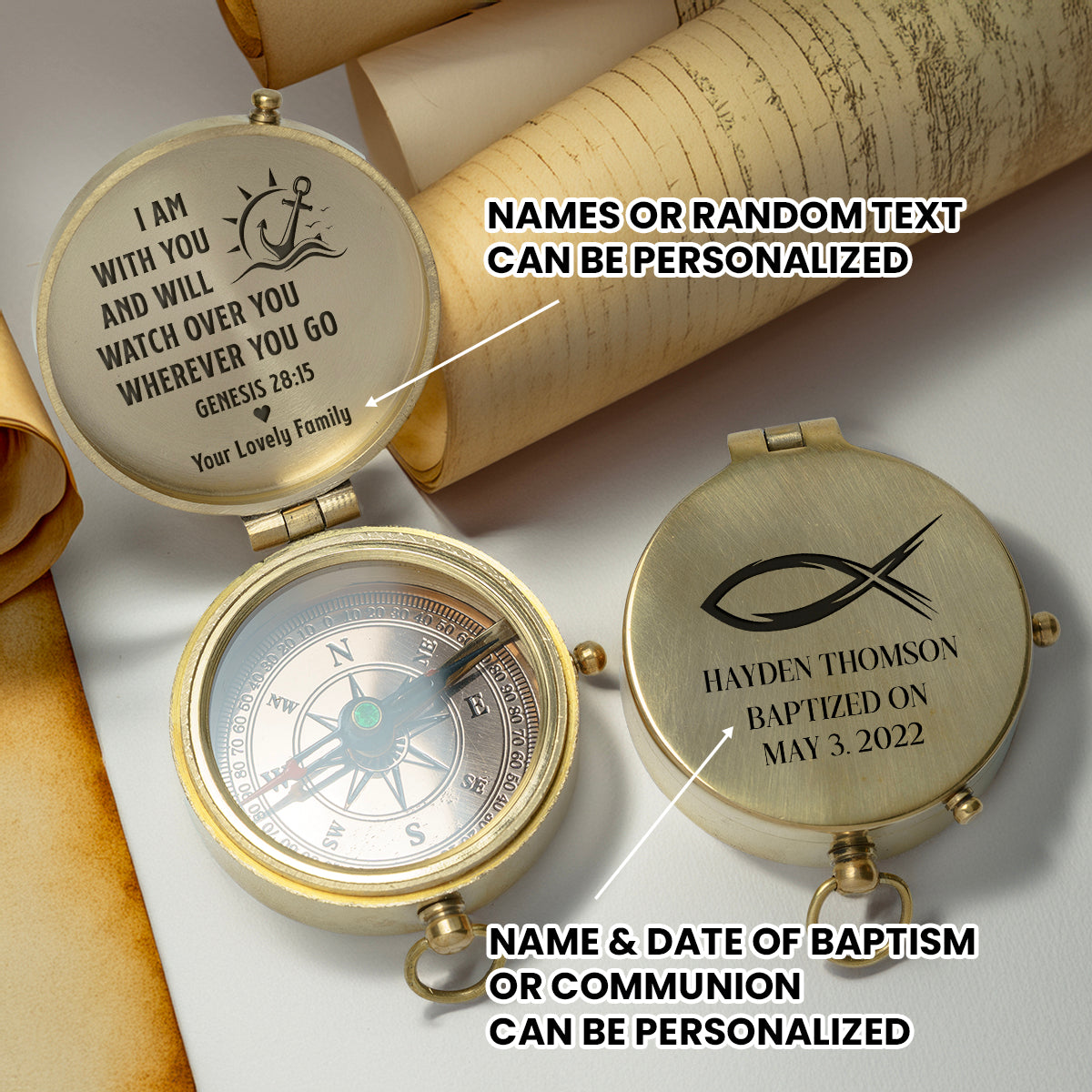 One Step with Faith, Forever Guided - I Am With You - Baptism & Communion Compass - Gpb16095