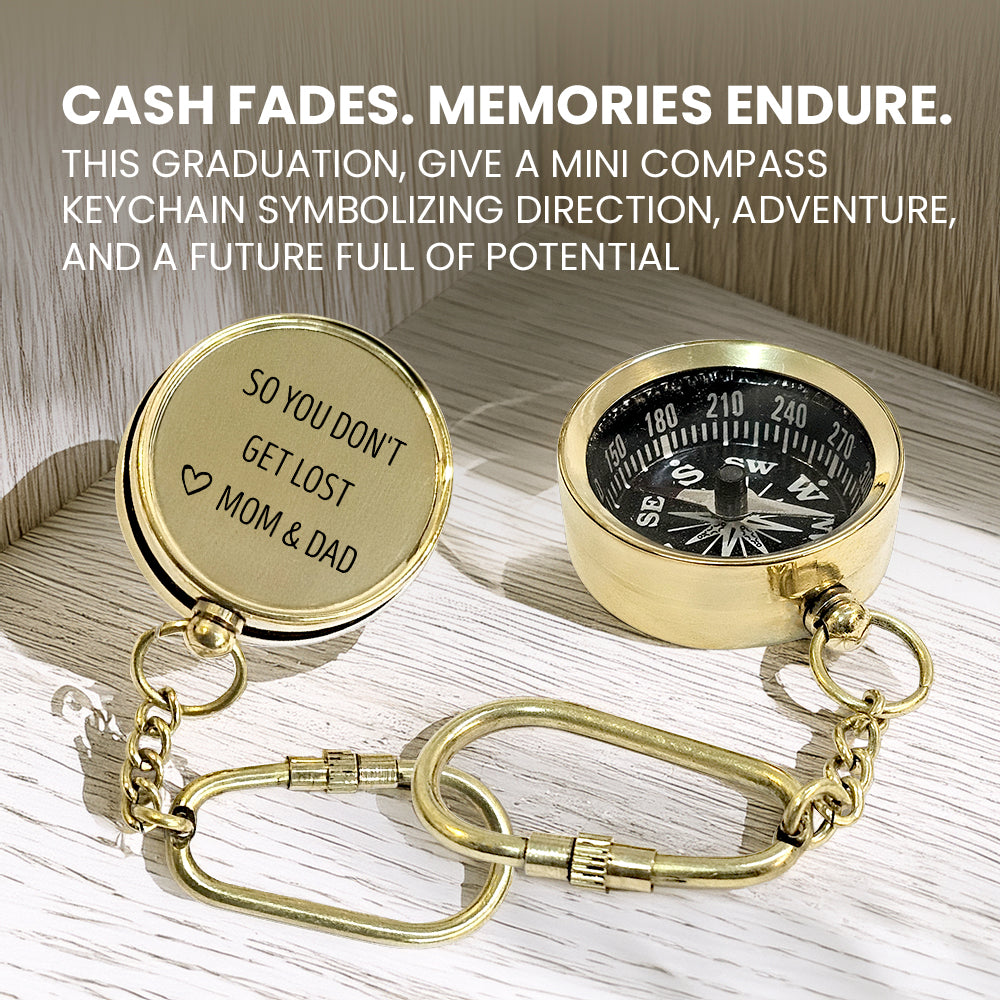 Personalized Brass Compass Keychain - Family - Just For Our Amazing Daughter - With All Our Love - Gkqj17005