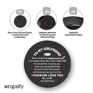 Hockey Puck - Hockey - To My Girlfriend - Life Is Better When We Stick Together - Gai13014